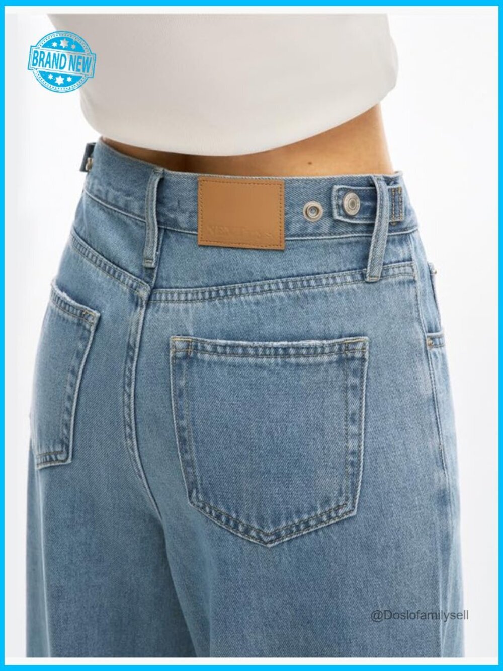 Adjustable Waist Baggy Jeans High Rise Wide Straight Leg Y2K Denim Pants - Picture 2 of 7